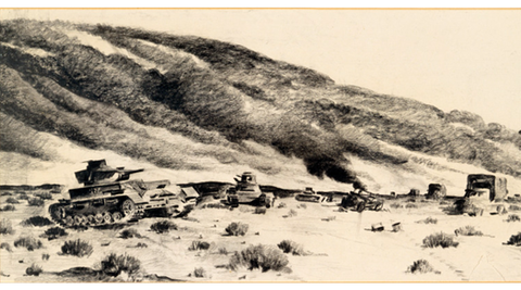 Illustration of a WWII battlefield.