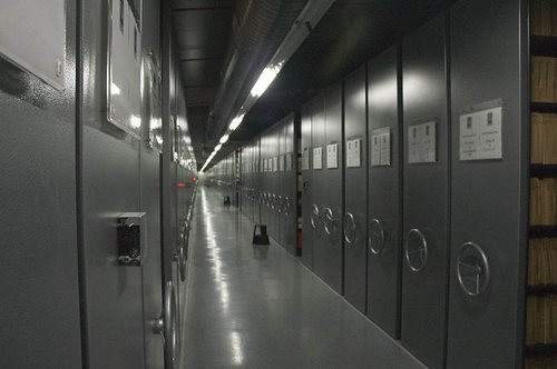 The walkway of an archive facility.