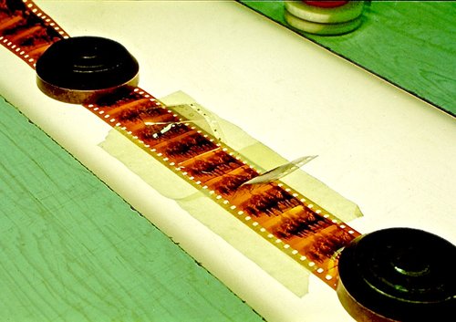 Film reel undergoing restoration.