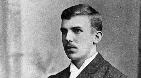 A black and white portrait of Lord Ernest Rutherford.