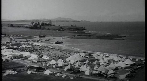 Tents on the beach at Waitangi in 1934