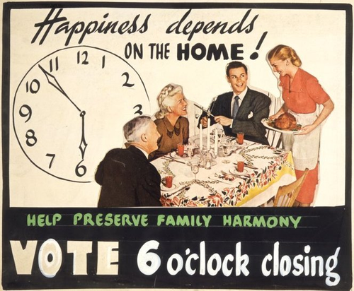 Vote advert featuring family members at dinner table.