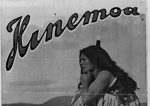 Poster for Hinemoa, showing a young wahine Māori in traditional clothing