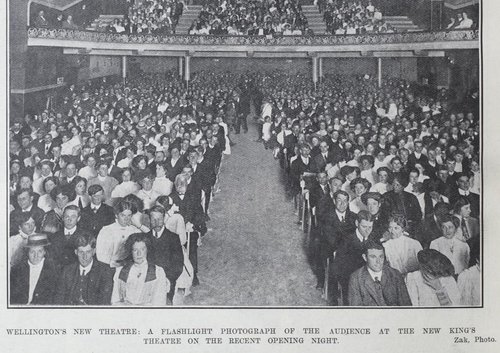 The audience at the 1910 opening night of the King’s Theatre in Wellington.