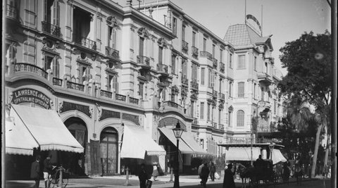 Exterior view of Shepheard's Hotel in Cairo