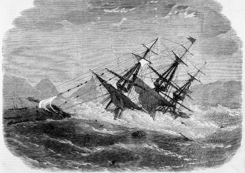 Illustration of the wreck of H. M. S. Orpheus.