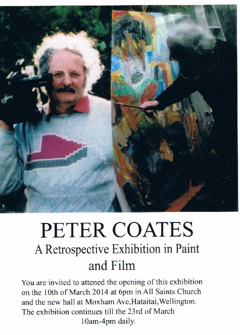 A promotional flyer for a Peter Coates Retrospective exhibition