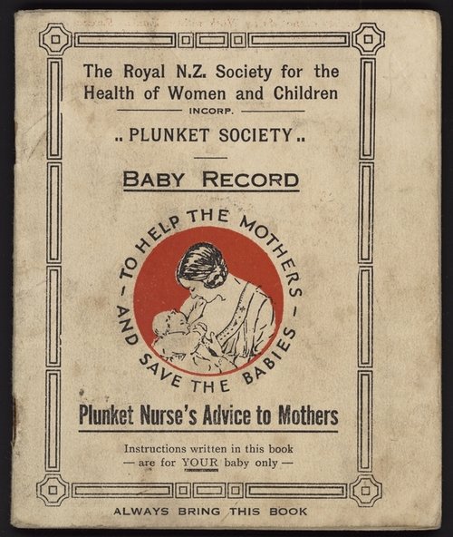 The cover of an old Plunket book with a picture of a woman and a child on the front.