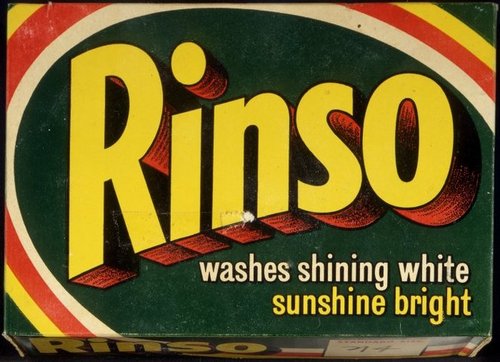 Reckitt and Colman New Zealand : [Rinso packet. 1950s?]. Ref: Eph-F-PACKAGING-1950s-01. Alexander Turnbull Library.