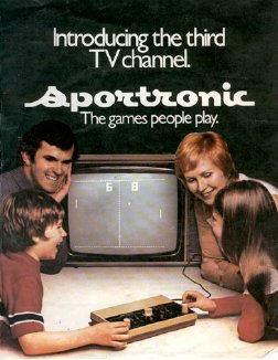 Image of family playing Sportronic video game.