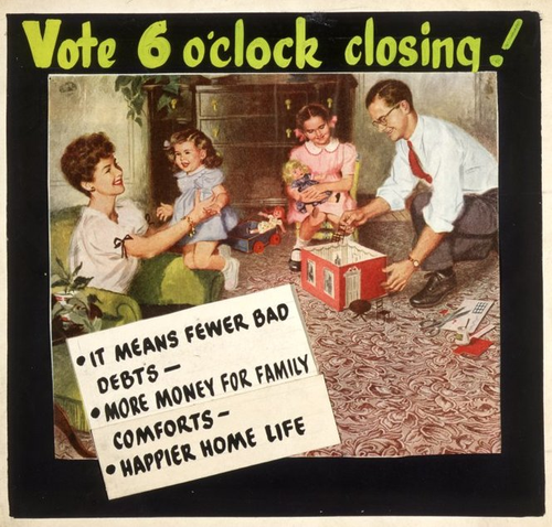 Voting advert featuring colour image of happy family.