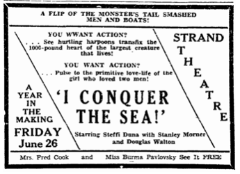 Advertisement for 'I Conquer The Sea'.