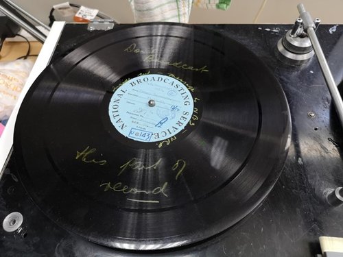 Chinagraphed record from the 1940s