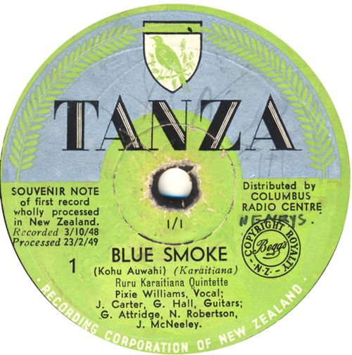 A blue and green rpm label reads ' TANZA Blue Smoke'
